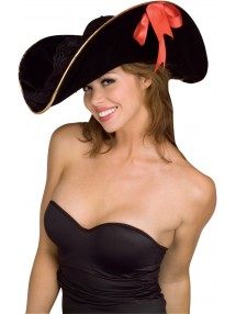 Черная пиратская шляпа с красным бантом