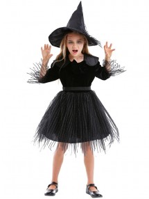 Детский костюм черной ведьмочки на Хэллоуин