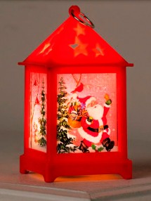 Фонарь светильник Дед Мороз красный на батарейках