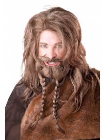 Каштановый парик и борода викинга