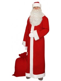 Классический новогодний костюм Деда Мороза с бородой
