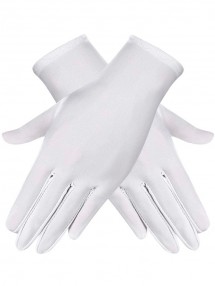 Короткие белые атласные перчатки