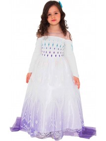 Костюм Эльзы в белом пышном платье для девочки