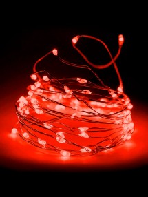 Красная светодиодная гирлянда роса 1 м 10 LED с на батарейках