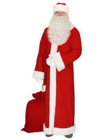 Красный костюм Деда Мороза на Новый Год с бородой