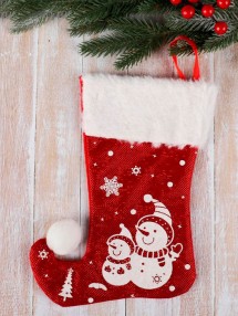 Носок для подарков Снеговики 18 х 25 см