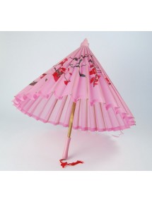 Розовый зонтик с деревянной ручкой