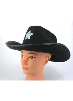 Черная шляпа шерифа со звездой