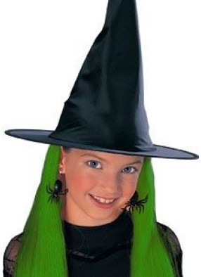 Детская шляпа ведьмы с зелеными волосами