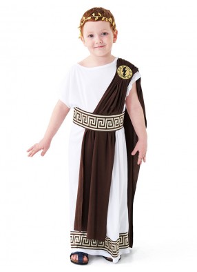 Детский греческий костюм тога с венком для мальчика
