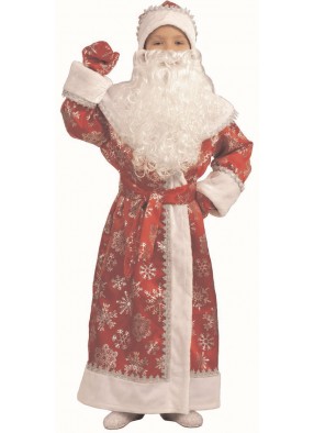 Детский красный сатиновый костюм Деда Мороза