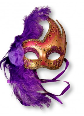 Фиолетовая венецианская маска с пером