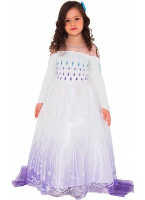 Костюм Эльзы в белом пышном платье для девочки