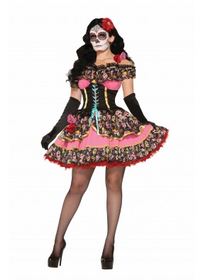 Костюм Испанская кукла Вуду в коротком платье взрослый