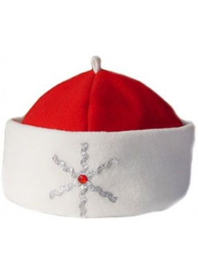 Красная шапка Деда Мороза Серебристая снежинка