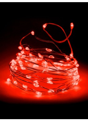 Красная светодиодная гирлянда роса 1 м 10 LED с на батарейках
