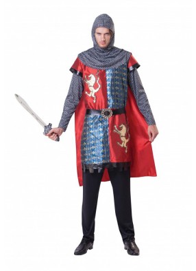 Красно-синий средневековый костюм