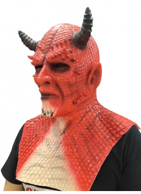 Латексная маска Дьявола с рогами