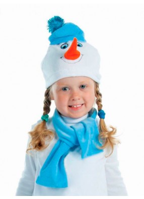 Набор Снеговика в голубой шапке с велюровым шарфом 48-50