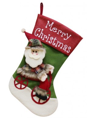 Носок для подарков 46 см Санта на велосипеде