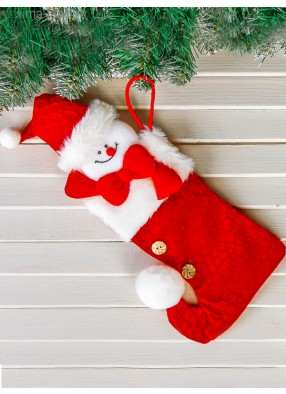 Носок для подарков Снеговик Помпошка 12 х 26 см