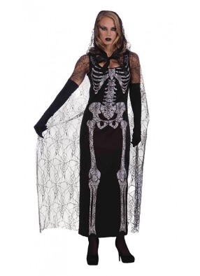 Платье скелет с кладбища с накидкой