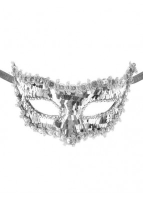 Серебряная венецианская маска с пайетками
