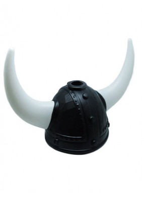 Шлем Викинга черный с белыми рогами