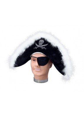 Шляпа пирата с опушкой и повязкой на глаз