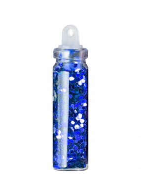 Синие крупные блестки в бутылочке