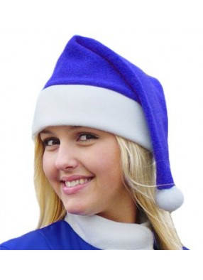 Синий флисовый колпак Деда Мороза