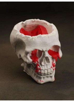 Свеча Плачущий череп в подсвечнике 14 х 11 см красная