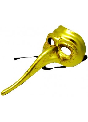 Венецианская маска с клювом серебряная