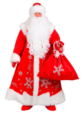 Атласный костюм Деда Мороза Трескуна для взрослого