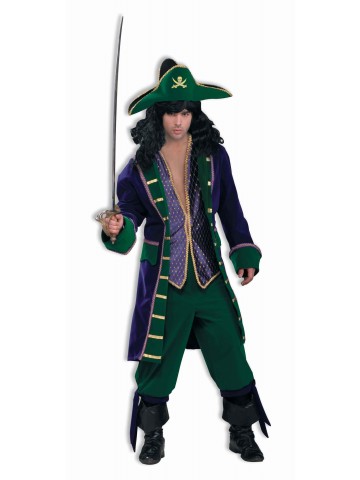 Бархатный костюм пирата сине-зеленый