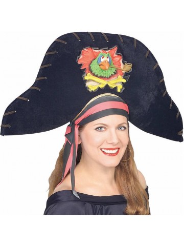 Черная пиратская шляпа с эмблемой попугая