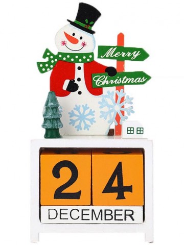 Деревянный календарь с кубиками Снеговик