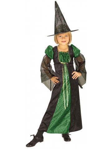 Детский костюм сияющей зеленой ведьмочки