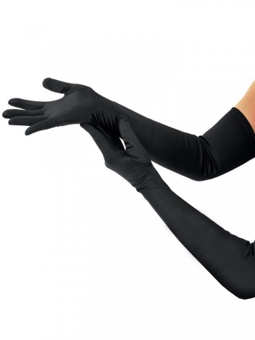 Длинные черные атласные перчатки