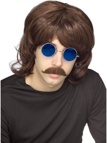 Коричневый мужской парик 70-х фото