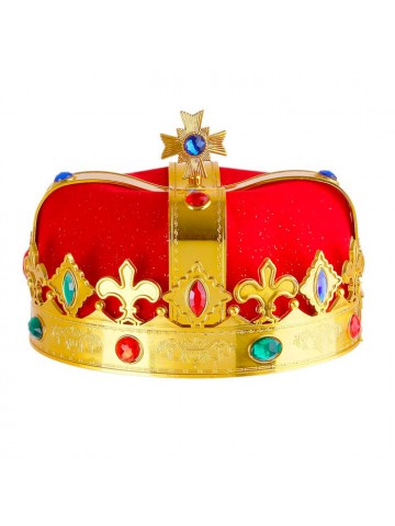 Королевская золотая корона с красным бархатом