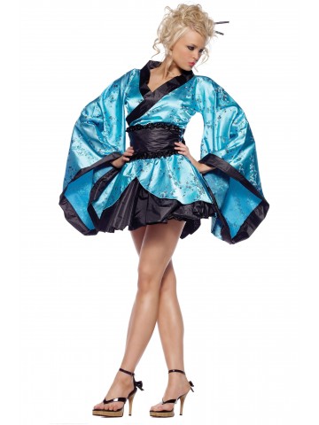Костюм Загадочной Гейши в голубом кимоно 1 фото