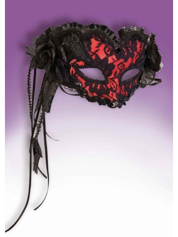 Красная ажурная венецианская маска фото