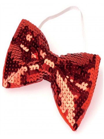 Красный галстук бабочка в пайетках