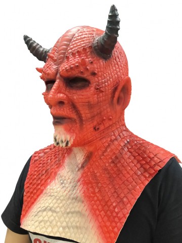 Латексная маска Дьявола с рогами