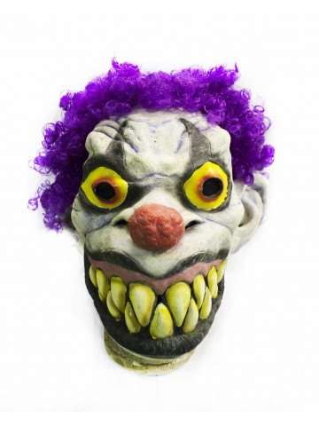Латексная маска клоуна с фиолетовыми волосами фото
