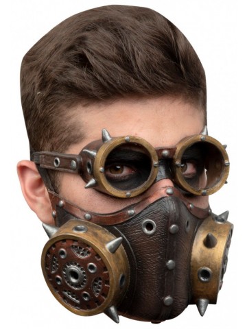 Латексная маска Респиратор стимпанк с очками