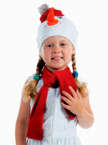 Набор Снеговика в красной шапке с велюровым шарфом 51-55
