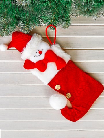 Носок для подарков Снеговик Помпошка 12 х 26 см