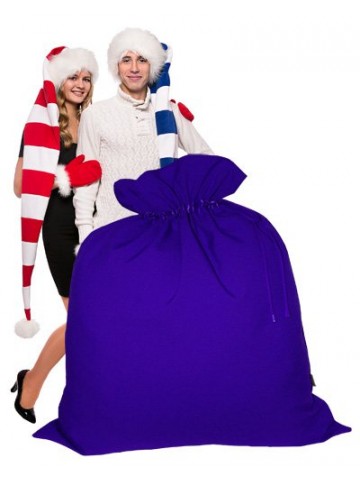 Огромный подарочный мешок Деда Мороза синий